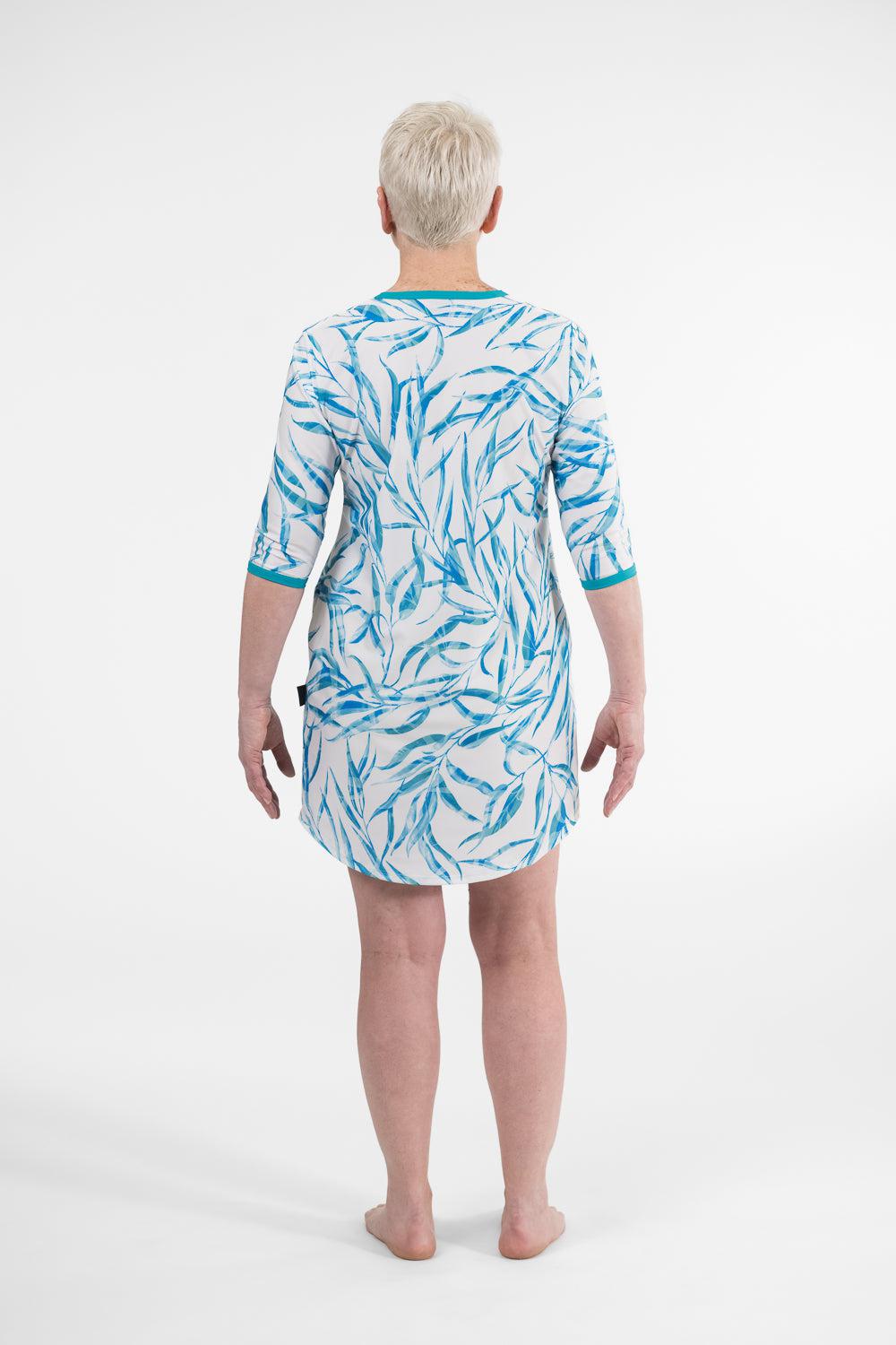 A-Line Rashie Dress blue gum print
