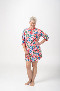 A-Line Rashie Dress pink summer spritz print