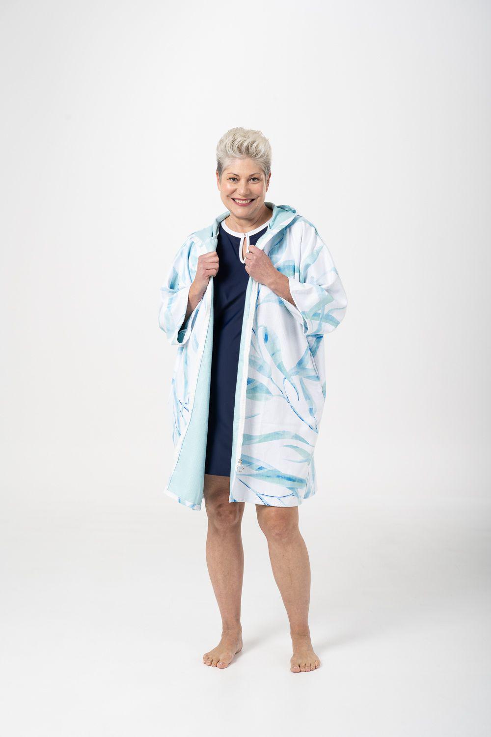 Sand Free Beach Hoodie blue gum print