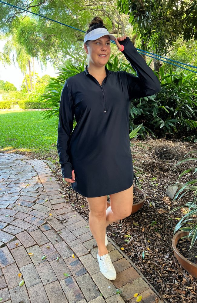 Zip Front Rashie Dress black