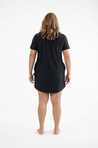 A-Line Rashie Dress Short Sleeves black with popsicle orange