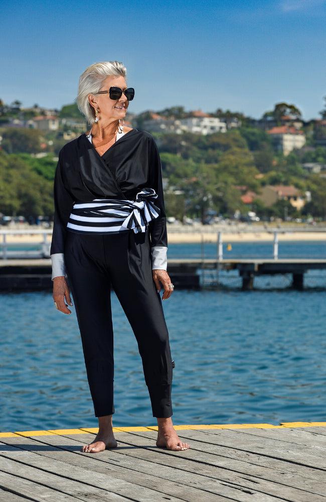 Crossover Top black with platinum and white