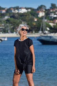 Knot Top black with white trim