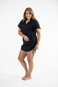Zip Front Ruffle Rashie Dress black