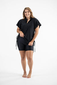 Zip Front Ruffle Rashie Dress black