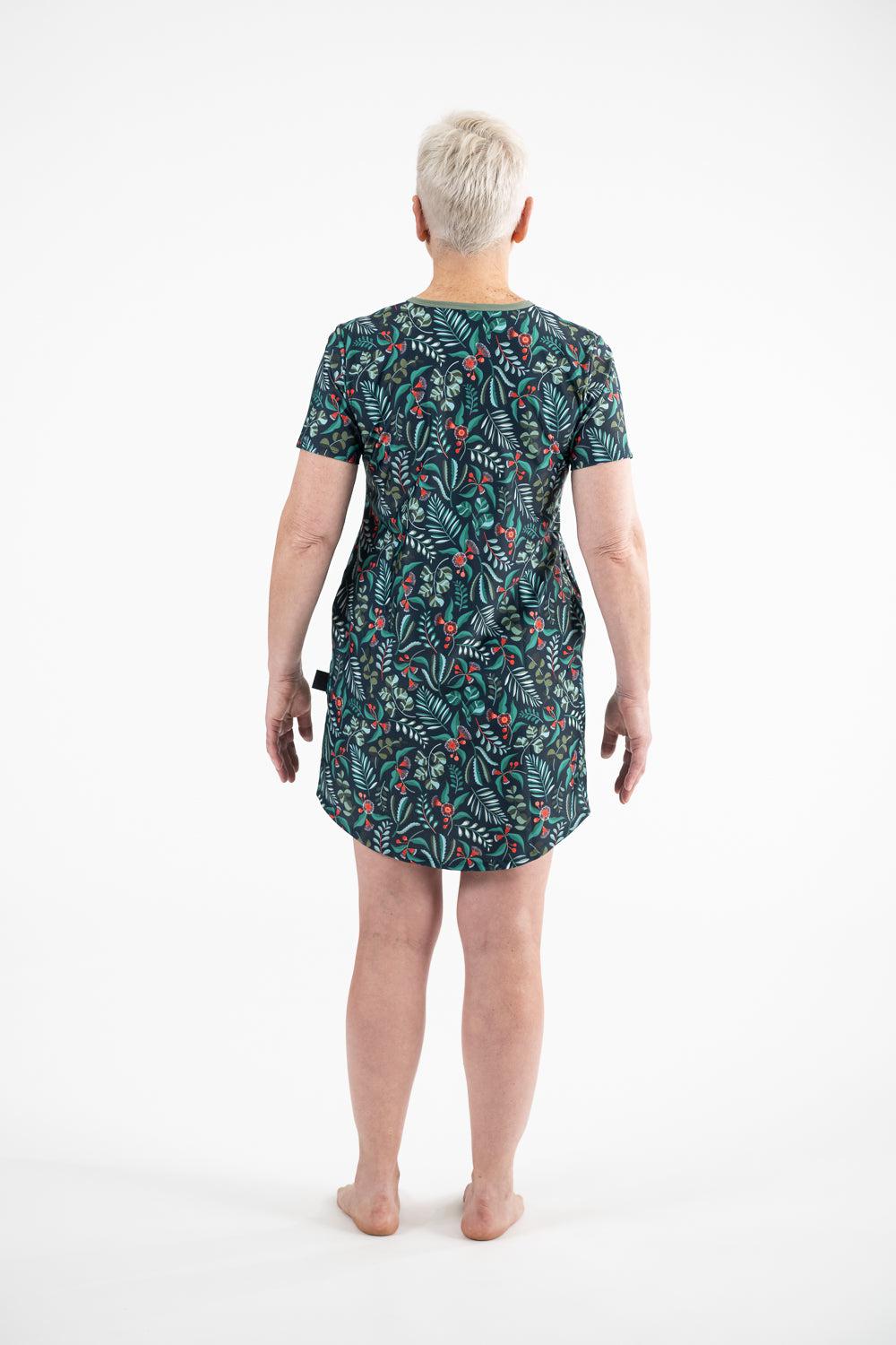 A-Line Rashie Dress Short Sleeves flowering gum print